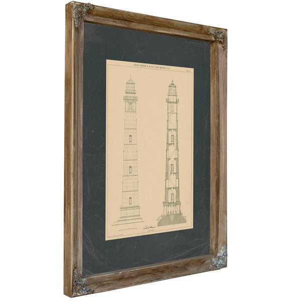The Keepers Ascent Cape Henry Lighthouse Blueprint — Verdigris Framed Canvas Print | Bella Frye