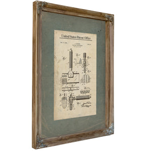 The Ritual of the Blade Schick Patent No. 169133 — Verdigris Framed Canvas Print | Bella Frye