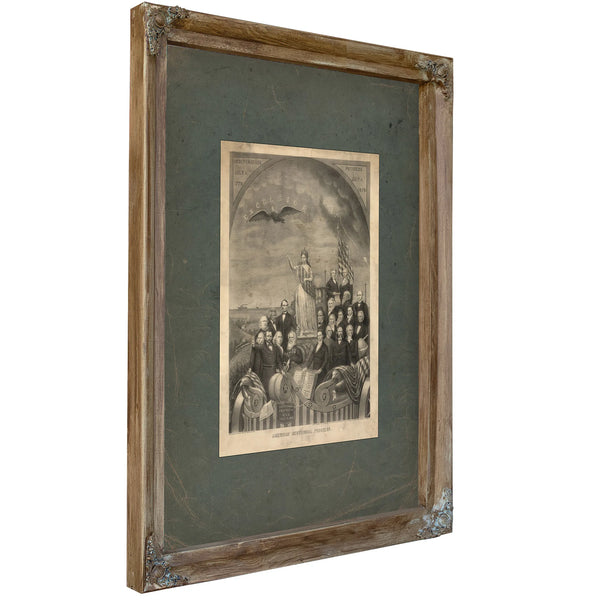 American Centennial Progress 1875 — Verdigris Framed Canvas Print | Bella Frye