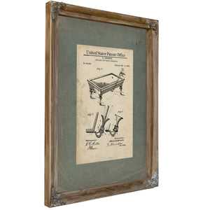 Us Patent No. 554625 Billiard Cue Chalk Apparatus by H Liebreich February 11 1896 — Verdigris Framed Canvas Print | Bella Fry