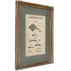 The Barbers Invention Patent Drawing of the Hair Cutters Comb — Verdigris Framed Canvas Print | Bella Frye