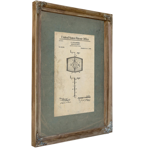 The Kollenberg Apparatus Patent Drawing No. 612349 — Verdigris Framed Canvas Print | Bella Frye