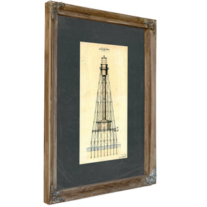 The Alligator Reef Sentinel Screw Pile Lighthouse Blueprint — Verdigris Framed Canvas Print | Bella Frye