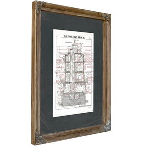 The Keepers Vigil Baltimore Lighthouse Architectural Cross Section — Verdigris Framed Canvas Print | Bella Frye