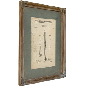 The Kampfe Brothers Razor Brace Patent — Instruments of the Morning Ritual — Verdigris Framed Canvas Print | Bella Frye