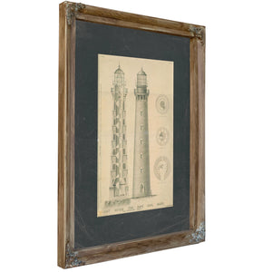The Keepers Vigil Cape Ann Lighthouse Blueprint — Verdigris Framed Canvas Print | Bella Frye