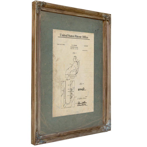 The Barbers Apron Patent a Study in American Utility — Verdigris Framed Canvas Print | Bella Frye