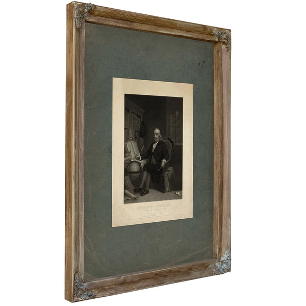 Benjamin Franklin Born in Boston Jany 17th 176 Died in Philadelphia April 17th 179 1847 — Verdigris Framed Canvas Print | Bel