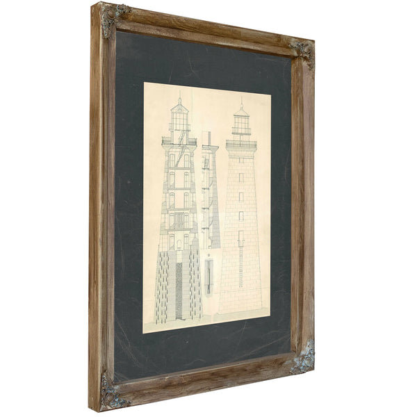 The Stone Sentinel Minots Ledge Lighthouse Engineering Diagrams — Verdigris Framed Canvas Print | Bella Frye