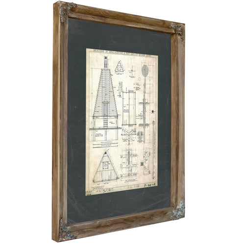 The Keepers Blueprint Apalachicola Lighthouse Engineering Plans of 191 — Verdigris Framed Canvas Print | Bella Frye
