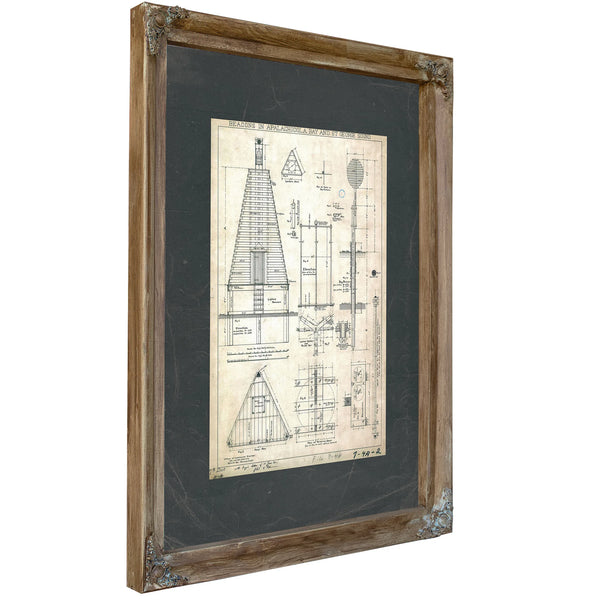 The Keepers Blueprint Apalachicola Lighthouse Engineering Plans of 191 — Verdigris Framed Canvas Print | Bella Frye