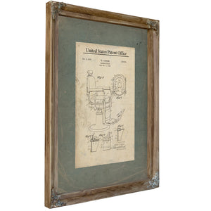 The Koken Chair Patent a Study in the Architecture of Grooming — Verdigris Framed Canvas Print | Bella Frye