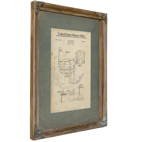 The Koken Chair Patent a Study in the Architecture of Grooming — Verdigris Framed Canvas Print | Bella Frye