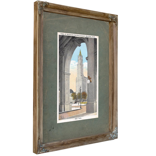 Cathedral of Commerce Through the Archway of Power — Verdigris Framed Canvas Print | Bella Frye