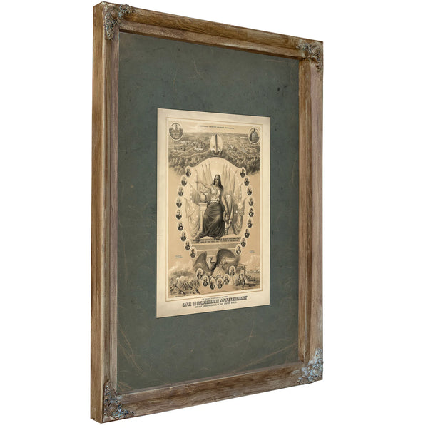 In Remembrance of the One Hundredth Anniversary of the Independence of the United States 1876 — Verdigris Framed Canvas Print