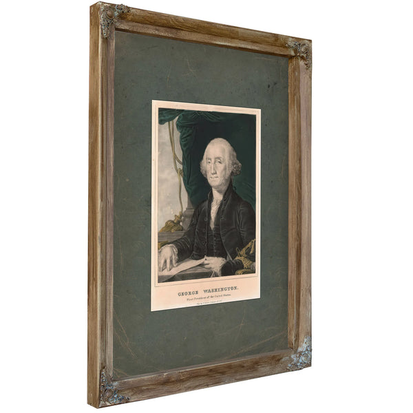 George Washington First President of the United States 1835 1856 — Verdigris Framed Canvas Print | Bella Frye