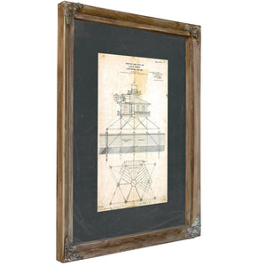 Love Point Lighthouse Blueprint Chesapeake Bay Sentinel Engineering Plans of 1871 — Verdigris Framed Canvas Print | Bella Fry