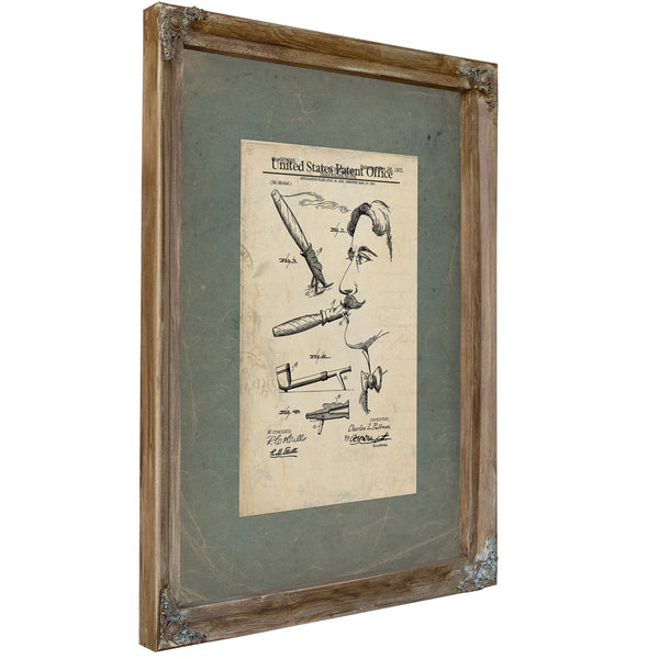 The Gentlemans Vice Patent Drawing for Hands Free Cigar Apparatus — Framed Wall Art Room View | Bella Frye