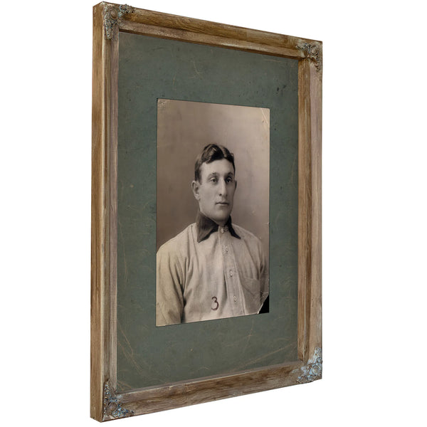 Honus Wagner Portrait — Verdigris Framed Canvas Print | Bella Frye