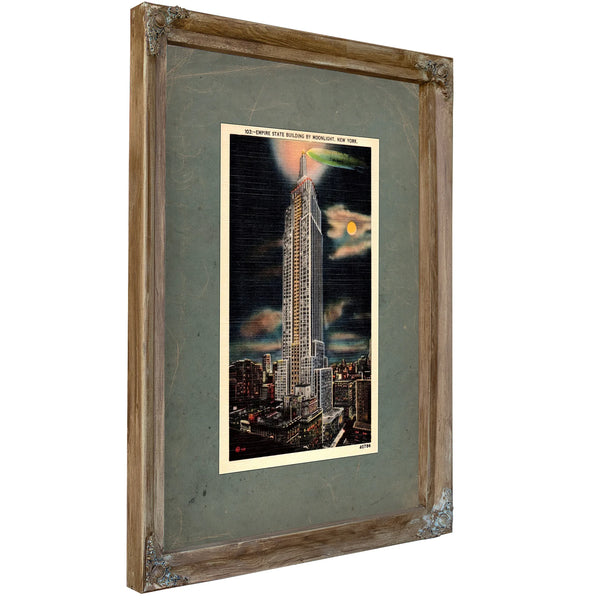 The Dirigibles Last Mooring Manhattan Nocturne — Verdigris Framed Canvas Print | Bella Frye