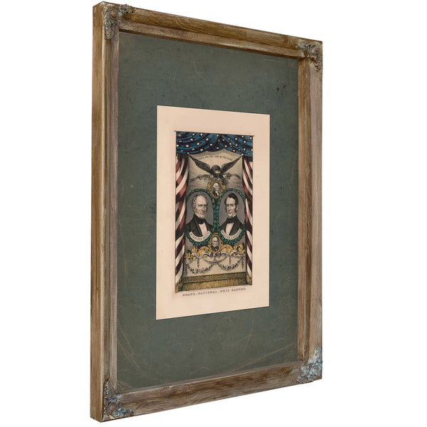 Grand National Whig Banner 1852 — Verdigris Framed Canvas Print | Bella Frye