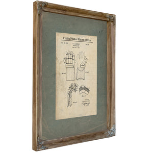 Us Patent No. 1841193 Sport Glove by Thomas Lorimer Lidston (1932) — Verdigris Framed Canvas Print | Bella Frye