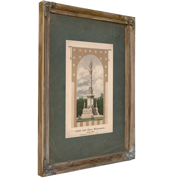 Army and Navy Monument Boston Mass 1872 — Verdigris Framed Canvas Print | Bella Frye