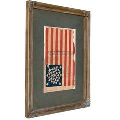 American Flag Campaign Banner for Stephen a Douglas and Herschel V Johnson 186 — Verdigris Framed Canvas Print | Bella Frye