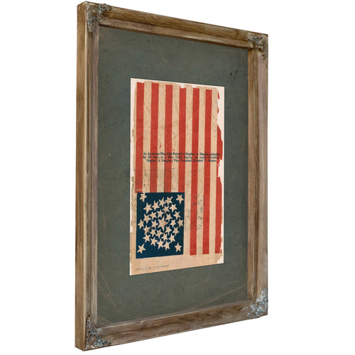 American Flag Campaign Banner for Stephen a Douglas and Herschel V Johnson 186 — Verdigris Framed Canvas Print | Bella Frye