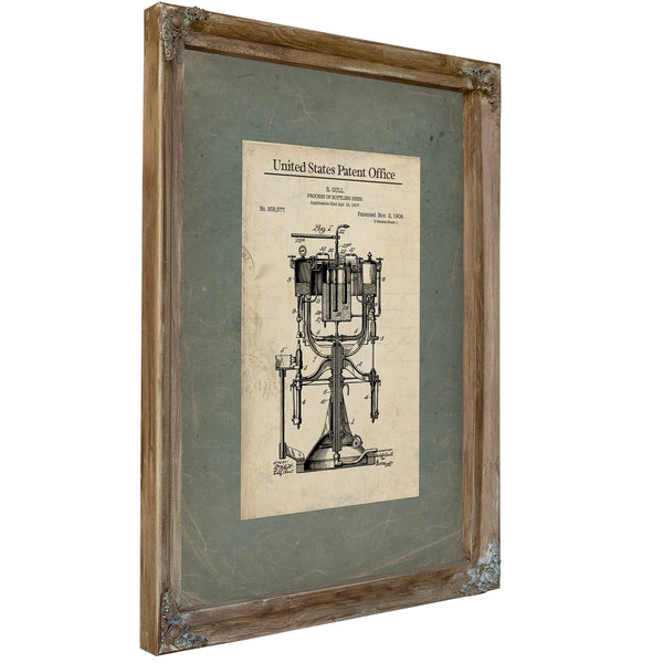 The Brewmasters Apparatus — Patent Drawing of Industrial Alchemy — Framed Wall Art Room View | Bella Frye