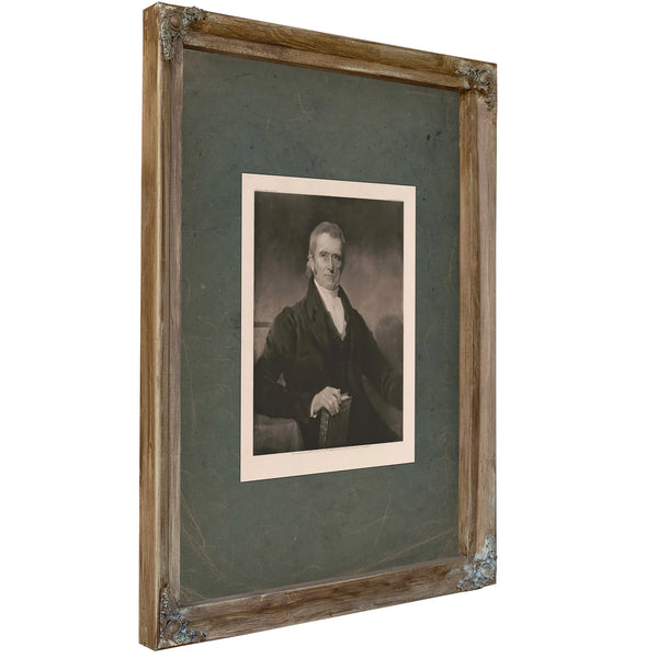 Portrait of John Marshall Holding a Book After a Painting by Henry Inman 1832 198 — Verdigris Framed Canvas Print | Bella Fry