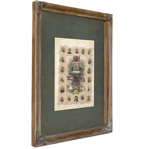 Our Heroes and Our Flags 1895 — Verdigris Framed Canvas Print | Bella Frye