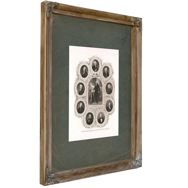 The Presidents of the United States 1842 — Verdigris Framed Canvas Print | Bella Frye