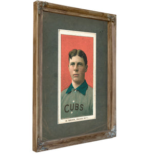 Three Finger Brown Chicago Cubs Baseball Card Portrait 8 — Verdigris Framed Canvas Print | Bella Frye