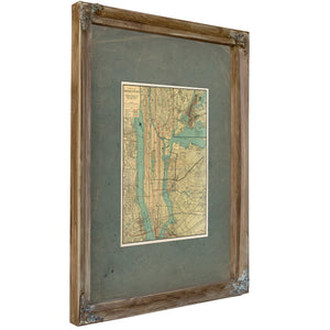 The Gilded Grid Manhattan's Veins of Commerce and Shadow — Verdigris Framed Canvas Print | Bella Frye