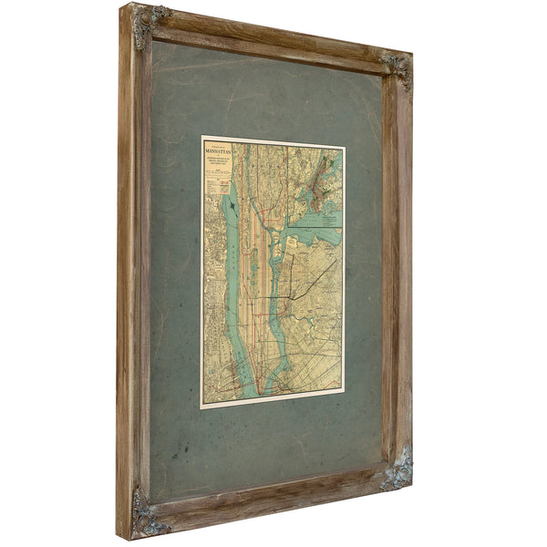 The Gilded Grid Manhattan's Veins of Commerce and Shadow — Verdigris Framed Canvas Print | Bella Frye