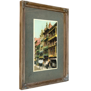 The Gilded Balconies of Mott Street — Verdigris Framed Canvas Print | Bella Frye