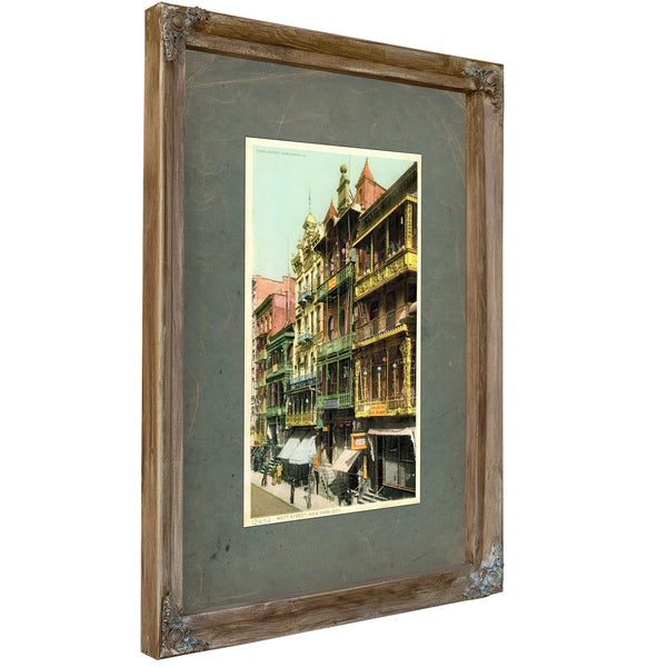 The Gilded Balconies of Mott Street — Verdigris Framed Canvas Print | Bella Frye