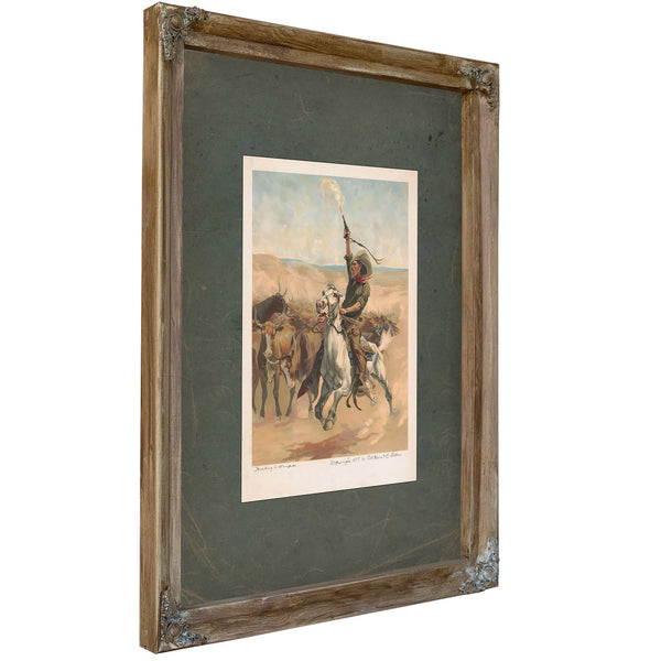 Heading a Stampede 1888 — Verdigris Framed Canvas Print | Bella Frye