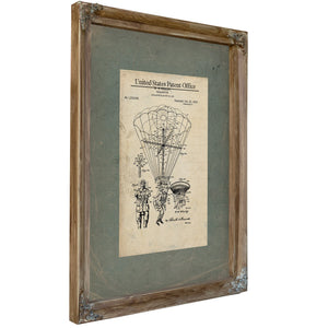 Us Patent No. 1319546 Parachute by Ww Whaley Patented October 21 1919 — Verdigris Framed Canvas Print | Bella Frye