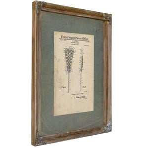Us Patent No. 2142527 Lacrosse Racket by Rb Pool (1939) — Verdigris Framed Canvas Print | Bella Frye