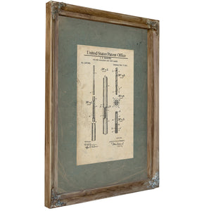 Us Patent No. 17668 Cue for Billiards and Like Games by Je Barrows (1911) — Verdigris Framed Canvas Print | Bella Frye