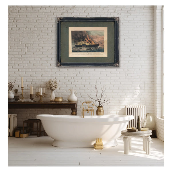 Burning of the Steamship Golden Gate _july 27 1862 1862 — Framed Wall Art Room View | Bella Frye