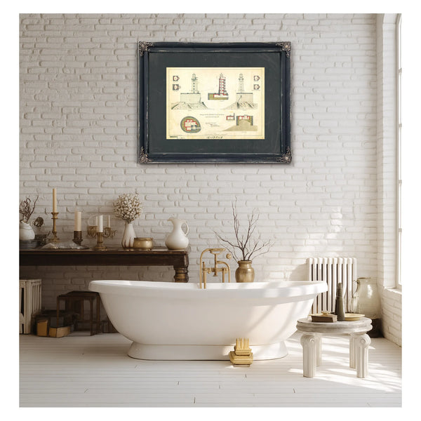 St. George Reef Lighthouse Architectural Plans the Impossible Light Station Blueprint — Framed Wall Art Room View | Bella Fry