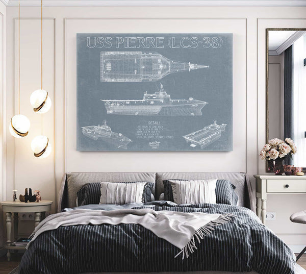 USS Pierre (LCS-38) Blueprint Wall Art