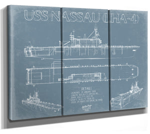 USS Nassau (LHA-4) Blueprint Wall Art - Original Amphibious Assault Ship Print