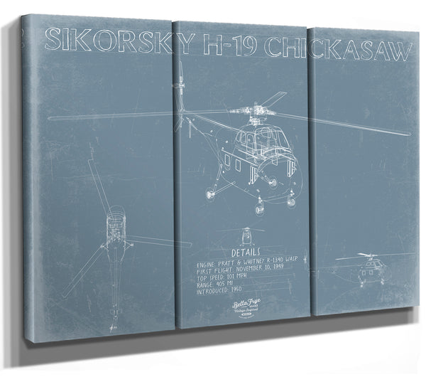 Sikorsky H-19 Chickasaw Aircraft Blueprint Wall Art - Original Aviation Plane Print