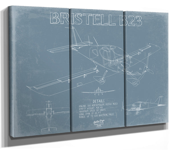 Bristell B23 Aircraft Blueprint Wall Art - Original Aviation Plane Print