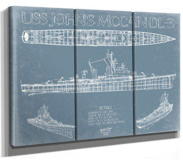 USS John S. McCain (DL-3/DDG-36) Blueprint Wall Art - Original Destroyer Print