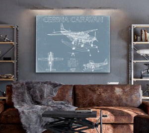 Cessna Caravan Aircraft Blueprint Wall Art - Original Airplane Print